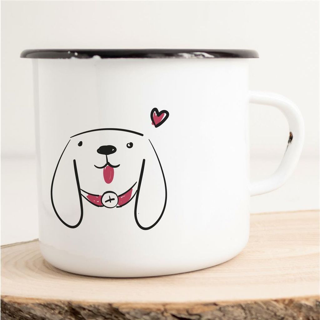Huuraa Emaille Tasse Hund Zunge Geschenk Kaffeebecher Vintage 300ml Hund Zunge Präsent