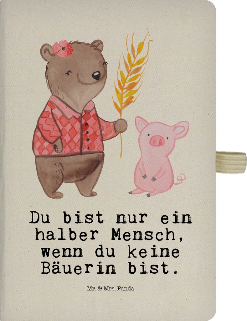Mr. & Mrs. Panda Tagebuch Bäuerin Herz - Transparent - Geschenk, Kladde, Witzig, Spruch, Landwirtin, Bauernhof, notizbuch, Journal, Reisetagebuch,...