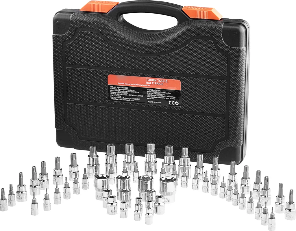 SucceBuy Set di chiavi Torx e Torx esterne da 60 pezzi, lega S2 e acciaio Cr-V