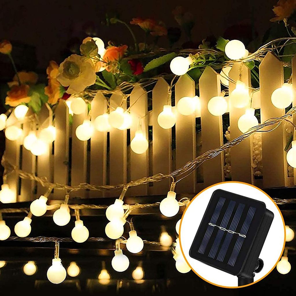30 LED Solar Kugel Lichterkette Garten Außen Beleuchtung Lampe PartyLicht DE 