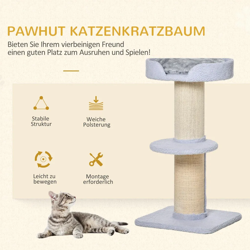 Arbre à chat compact pour petit appartement avec griffoir intégré