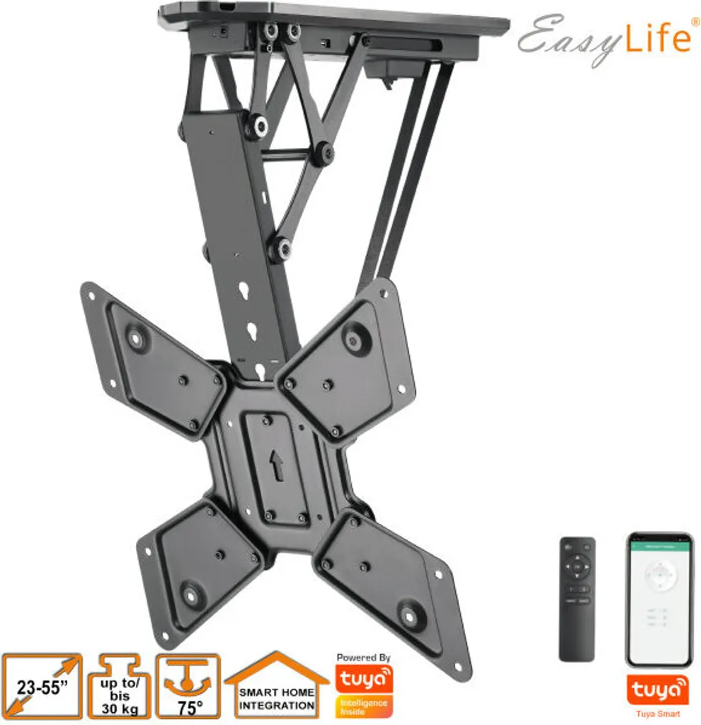Support TV Plafond Motorisé : Solution Gain de Place pour Écran 55"