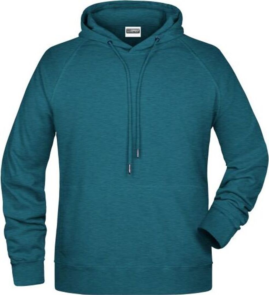 Men's Hoody Kapuzensweat mit Raglanärmeln petrol-melange, Gr. XL