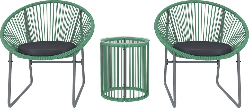 Outsunny Polyrattan Gartenmöbel Set, Outdoor Lounge Balkonmöbel für 2 Personen, 3-teilig Sitzgruppe mit 2 Stühle, Beistelltisch
