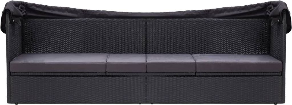vidaXL Outdoor-Sofabett mit Dach Poly-Rattan Schwarz Produktbild 1