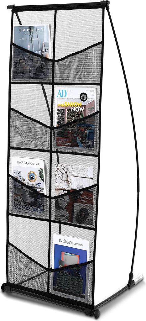 VEVOR Prospektständer Bodenprospektständer 4-stöckig 8 Fächer, Netz-Literaturstände Zeitungskatalogständer, Broschürenständer mit Tragetasc...