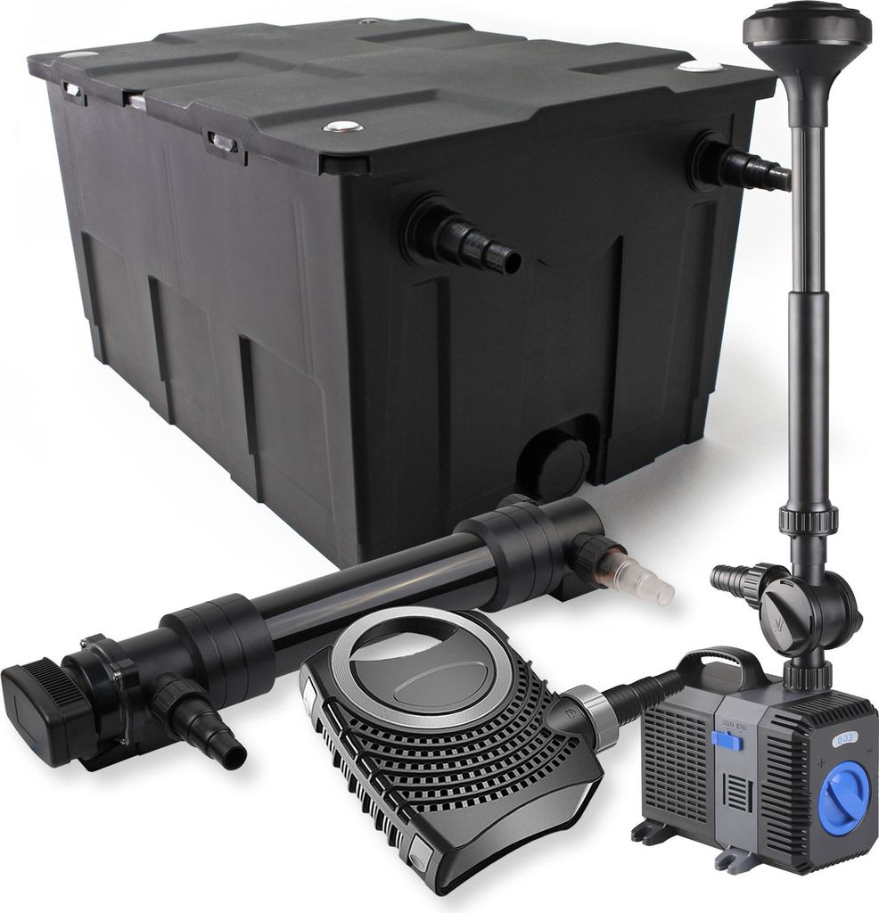 SunSun Komplettset: CBF-550 Teichfilter bis 60000 L Teichfilteranlage Durchlauffilter, NEO10000 Teichpumpe 10000l/h 80W, CUV-636 Teichklärer UVC K...