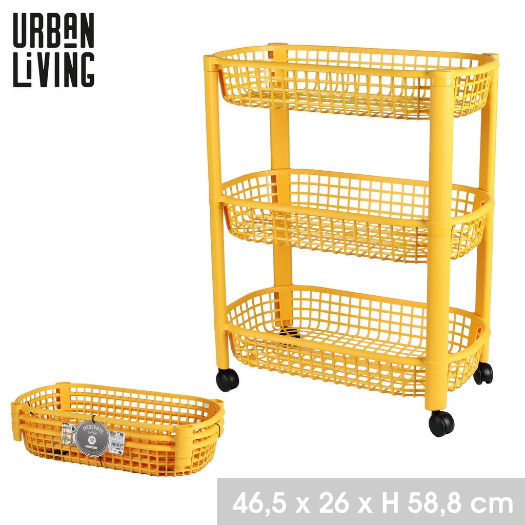 Urban Living 3-Etagen Transportwagen Allzweckwagen 51065 Senfgelb