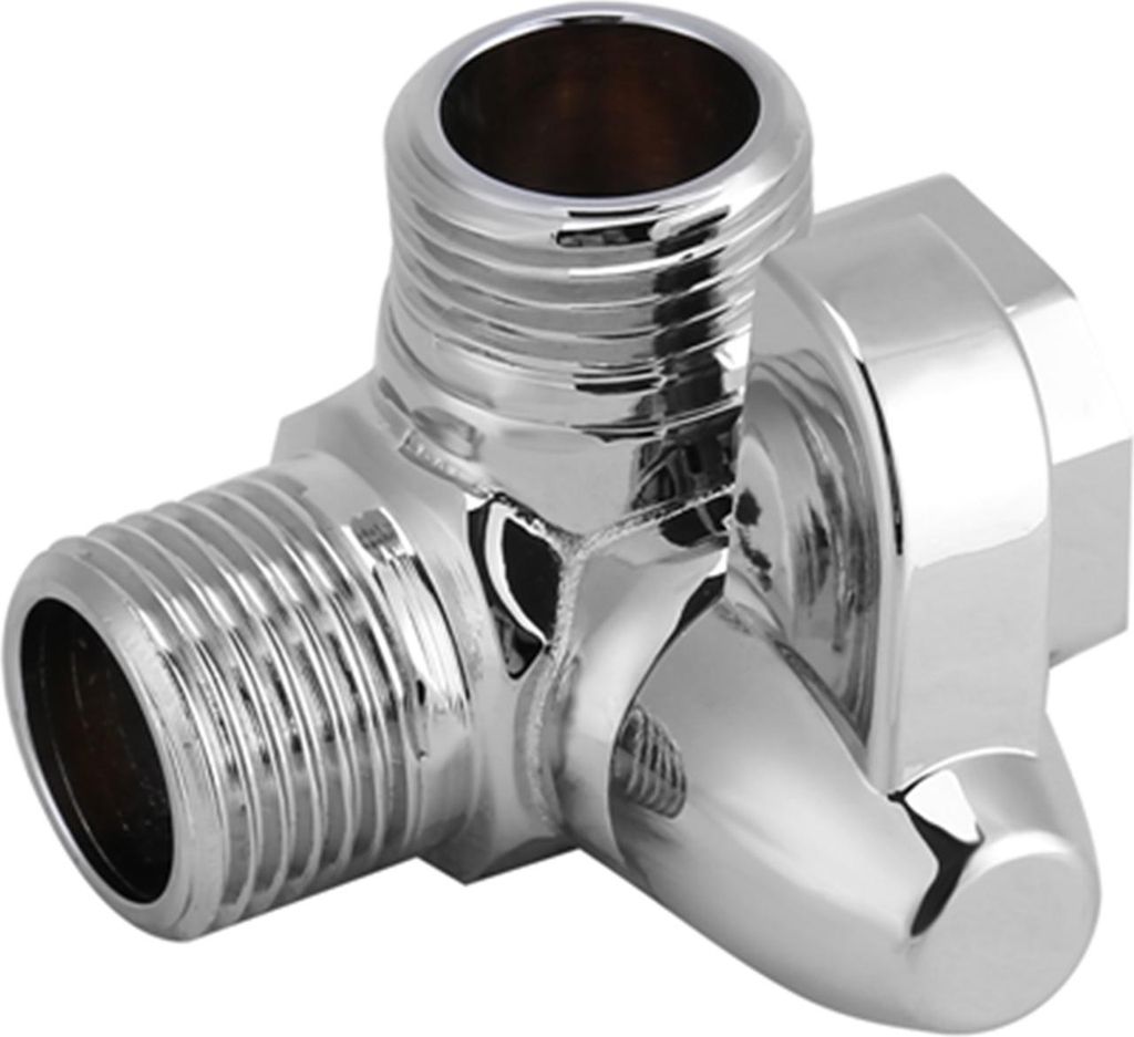 3-Wege-Umschaltventil aus Messing, verchromt, G1/2", T-förmiges Adapterventil für die Montage am Duscharm
