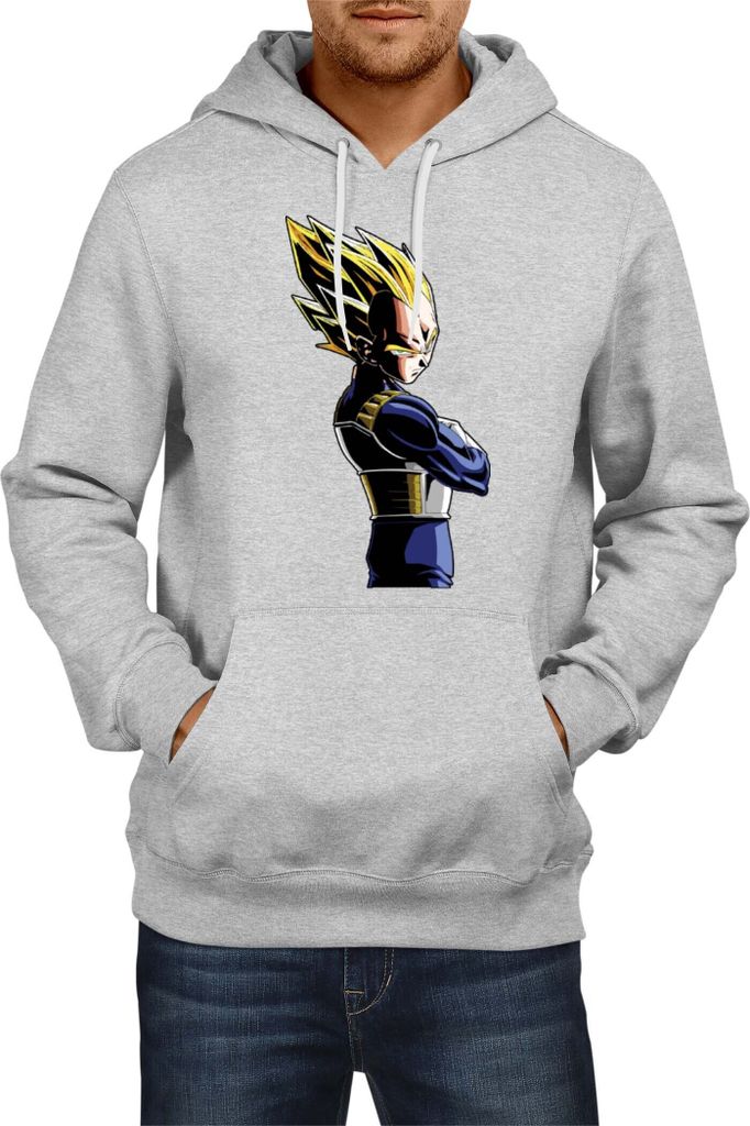 Herren Kapuzenpullover Dragon Anime Manga Ball Z Vegeta 04, Man 2XL / Grau