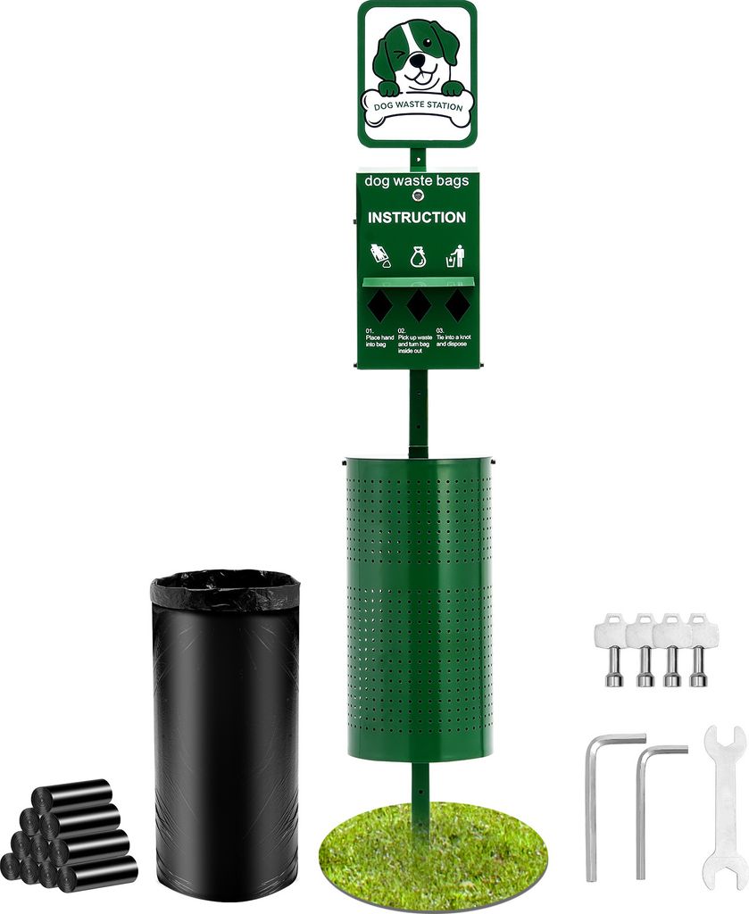 VEVOR Hundekotstation, Hundekot Mülleimer, 43 L Haustierkoteimer mit 50 Müllbeuteln, Beutelspender und 600 Kotbeuteln, Hundekot Entsorgungssystem...
