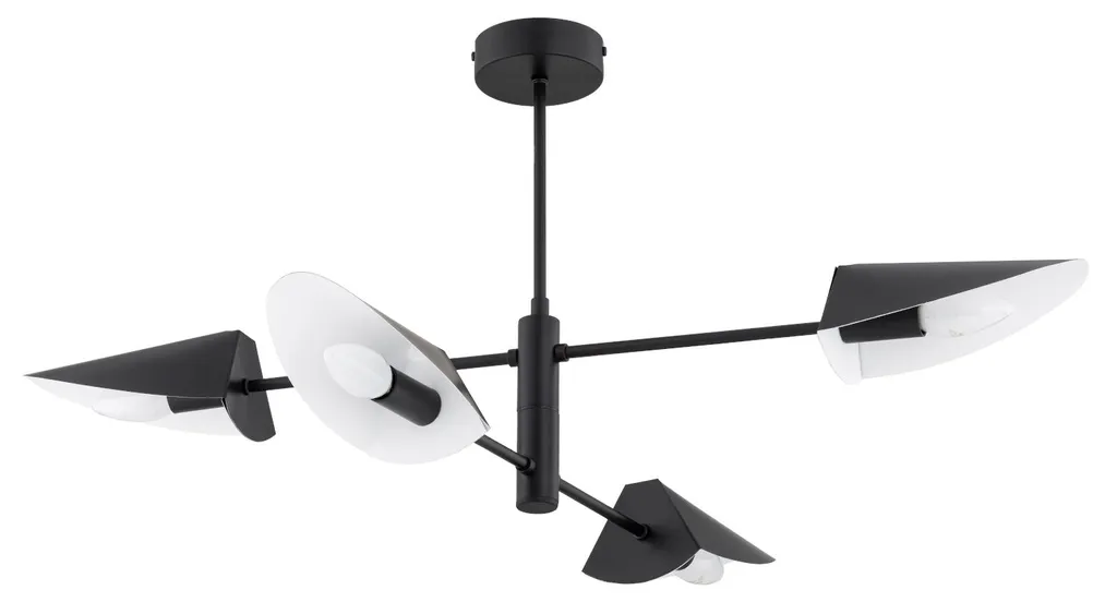 Lustre Suspension Moderne en Métal Noir 4 Lumières TROPY par Alfa