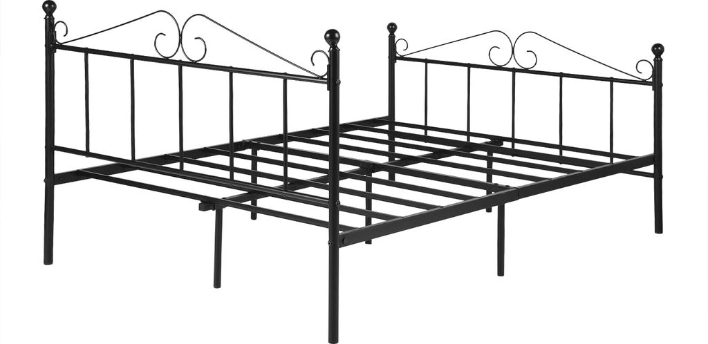 H.J WeDoo 140x190 cm Kovový rám postele, černý s roštovým Obrázek produktu 6