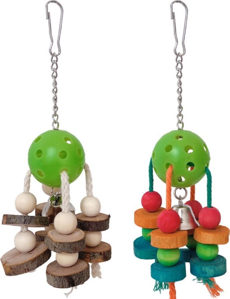 2Pcs Kleine Papagei Spielzeug, Multicolored Natural Wooden & Saft Kunststoff Vogel Kauspielzeug Für Mittlere Und Große Papagei Aras African Grey