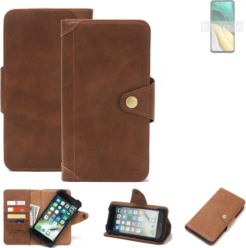 K-S-Trade Handyhülle für HiSense Infinity H50 Schutz Hülle Walletcase Bookstyle Tasche Case Handytasche Wallet Flipcase Cover PolyurethanBraun (1x)
