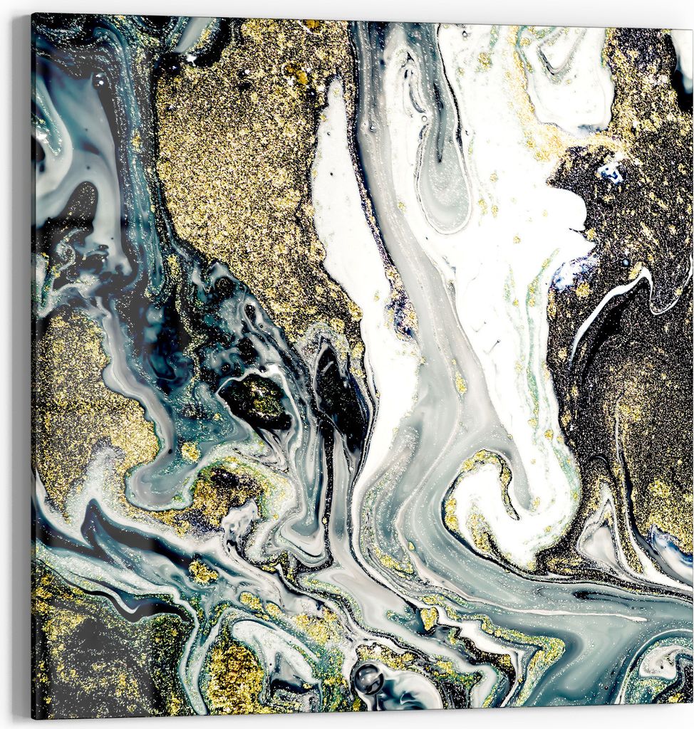DEQORI Glasbild Echtglas 50x50 cm 'Flüssiger Marmoreffekt' Wandbild Bild modern Deko