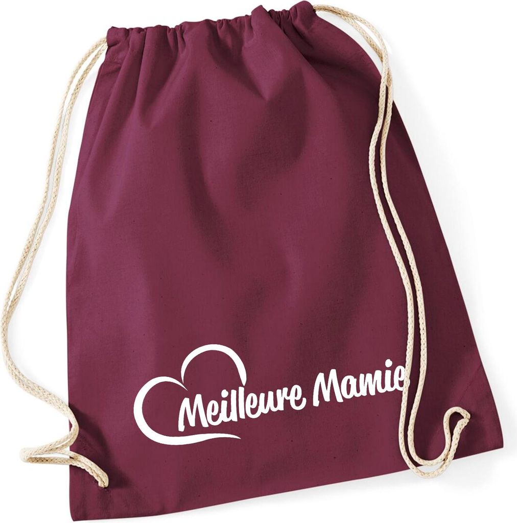 Huuraa Turnbeutel Meilleure Mamie Cœur 12 Liter Burgundy Baumwolle Rucksack Geschenkidee