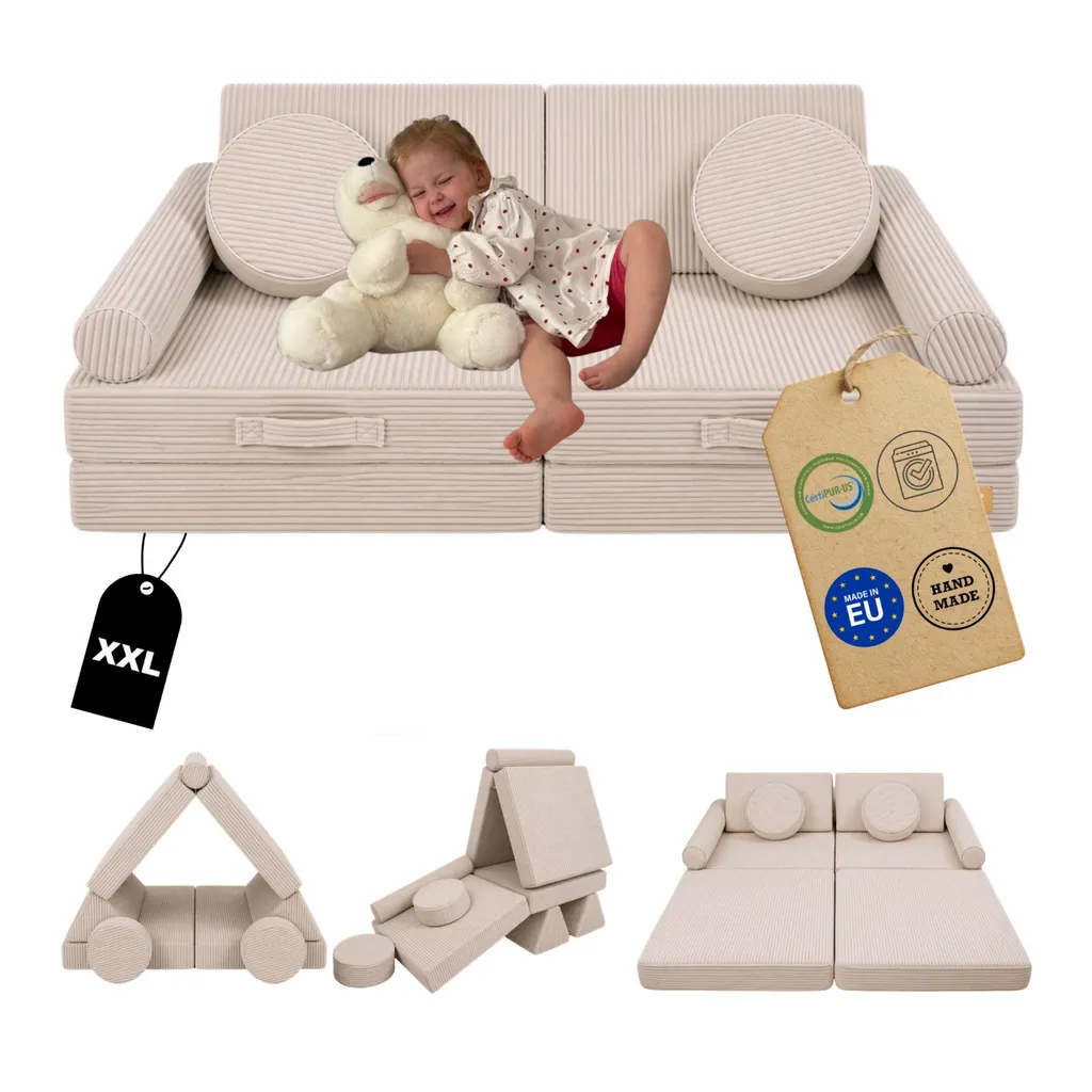 Canapé modulaire enfant 10 blocs en mousse souple et déhoussable design