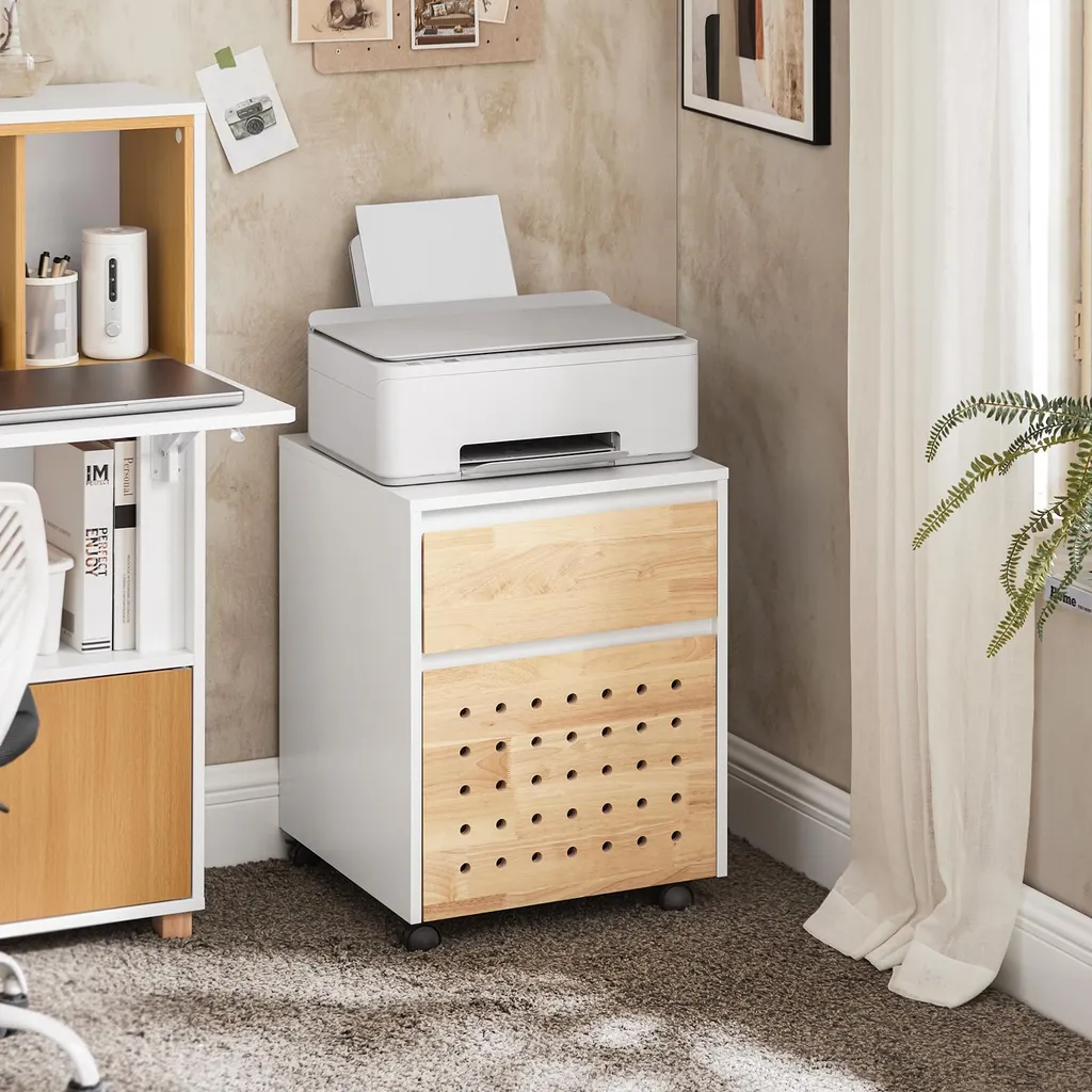 SoBuy ASK06-WN Mobiletto Porta Stampante Bianco con 2 Cassetti