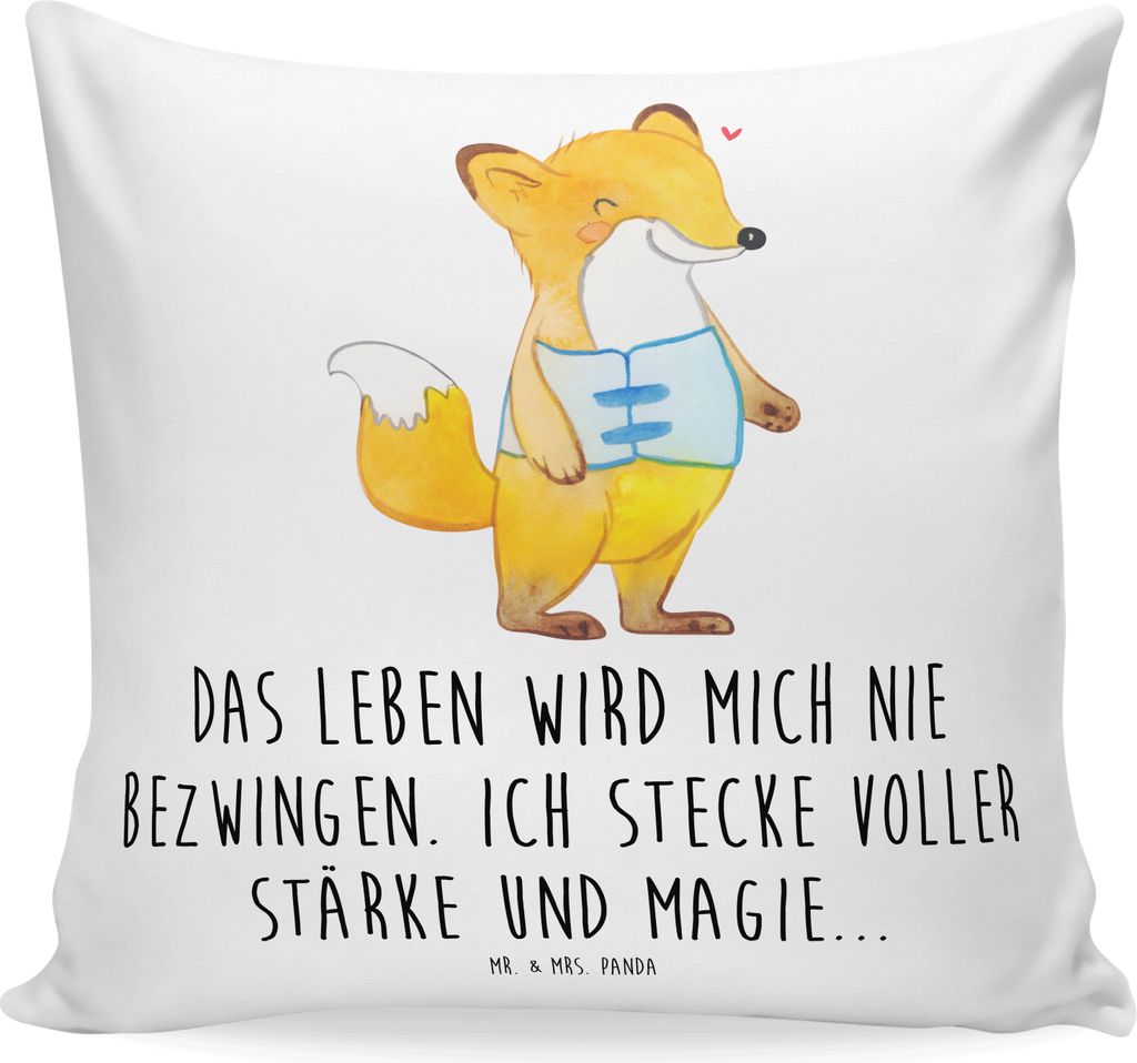Mr. & Mrs. Panda kissen für sofa Fuchs Orthopädisches Korsett - Weiß - Geschenk, Zierkissen, 40x40, Polster, Couchkissen, zier, kuschelkissen