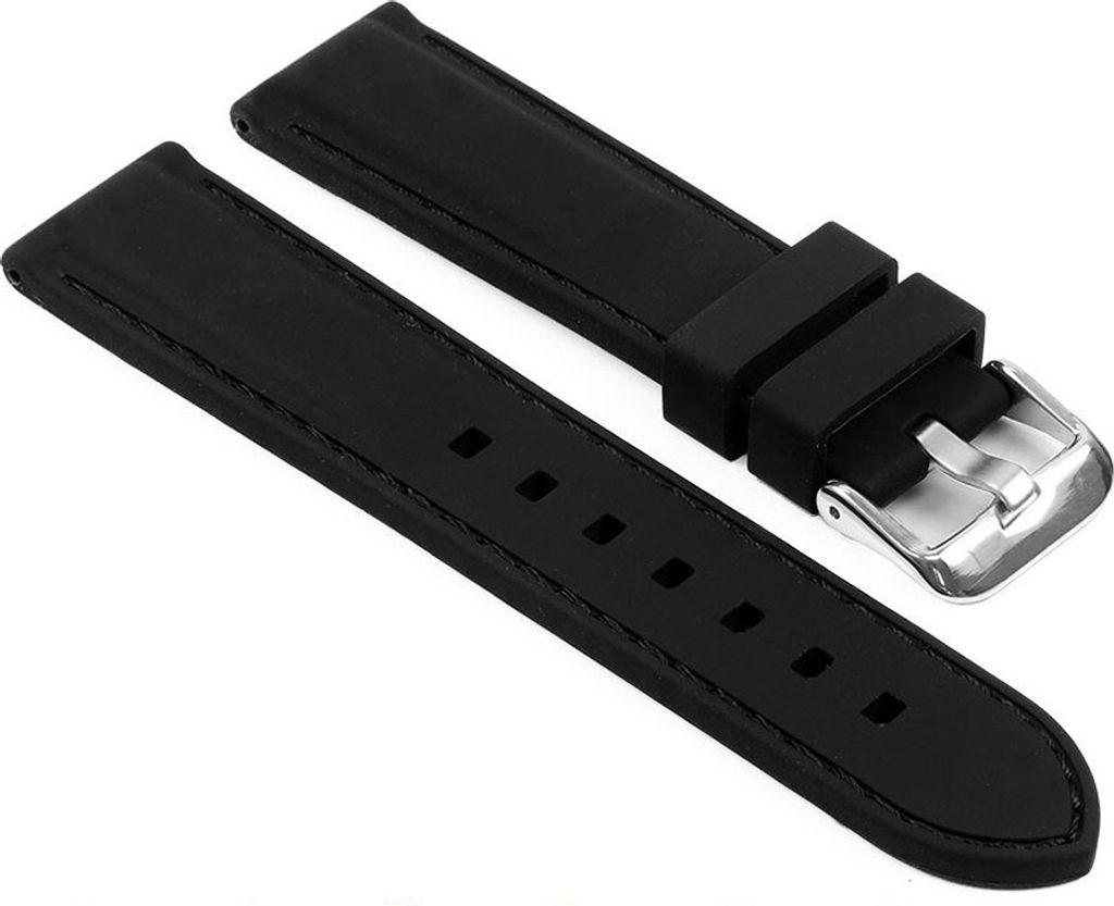 Modisches weiches Silikon-Uhrenarmband mit Schnalle, Ersatzarmband-Schwarz + Schwarz,24mm