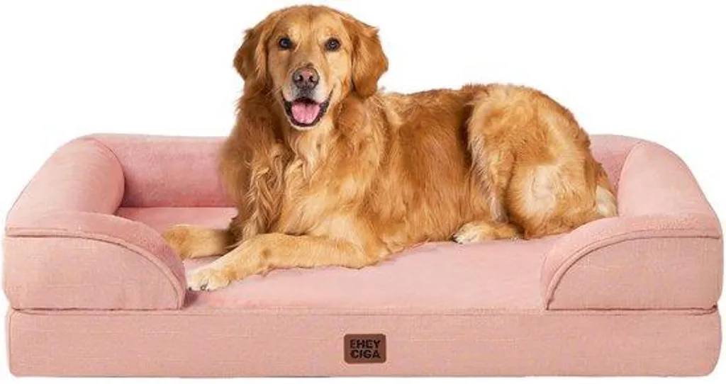 Lit orthopédique pour chiens XL 112x81x15 cm rose avec rebords hauts