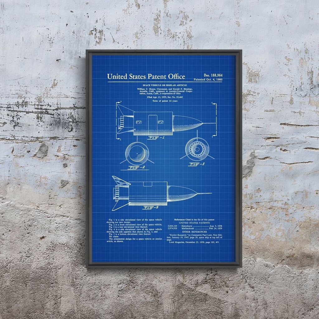 Poster - Canvas - Leinwand - 42 cm x 59,4 cm - Patent für Satelliten der Vereinigten Staaten