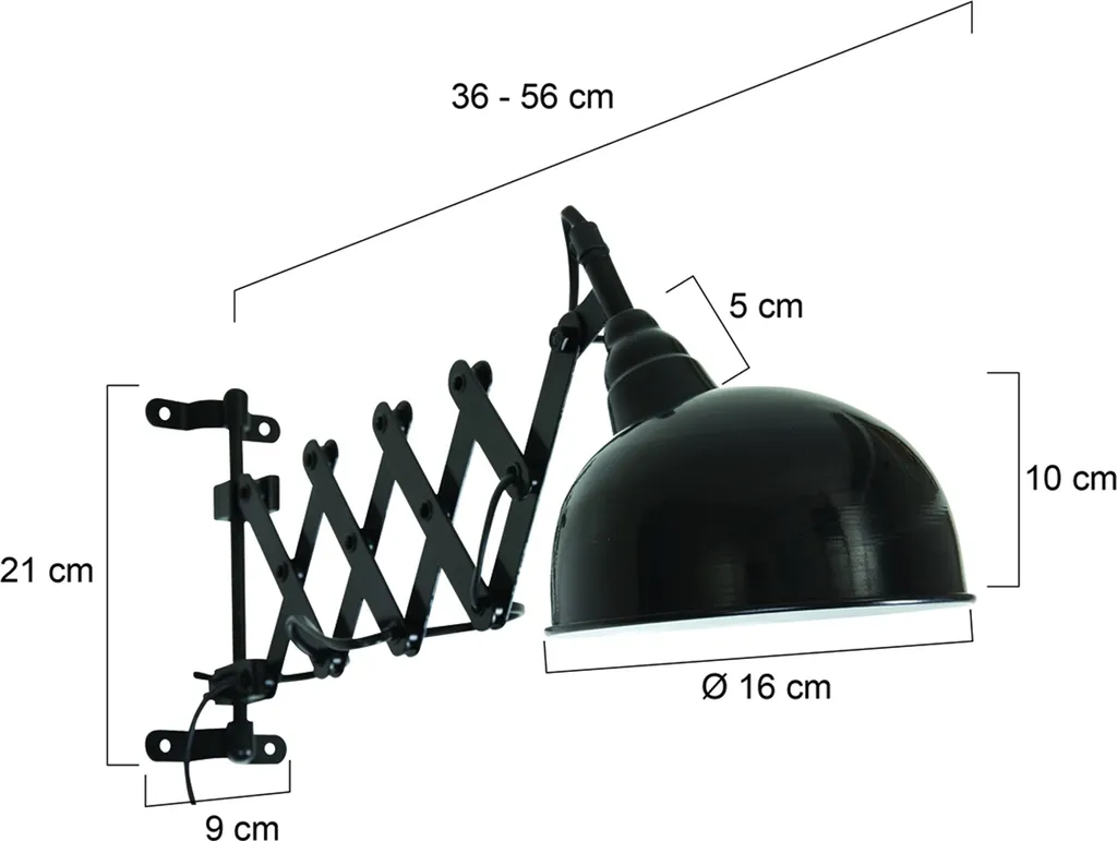 Lampe à ciseaux extensible Yorkshire noire Steinhauer métal E27