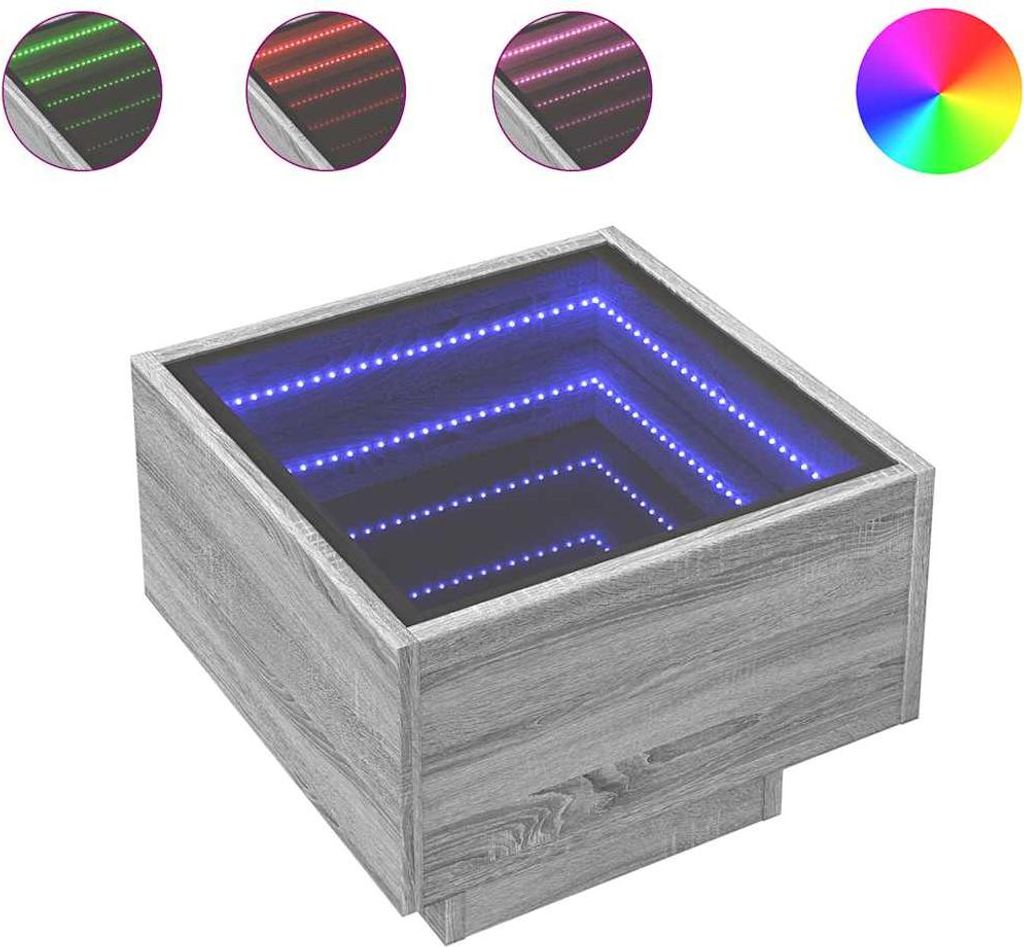 vidaXL Beistelltisch mit LED Grau Sonoma 40x40x30 cm Holzwerkstoff