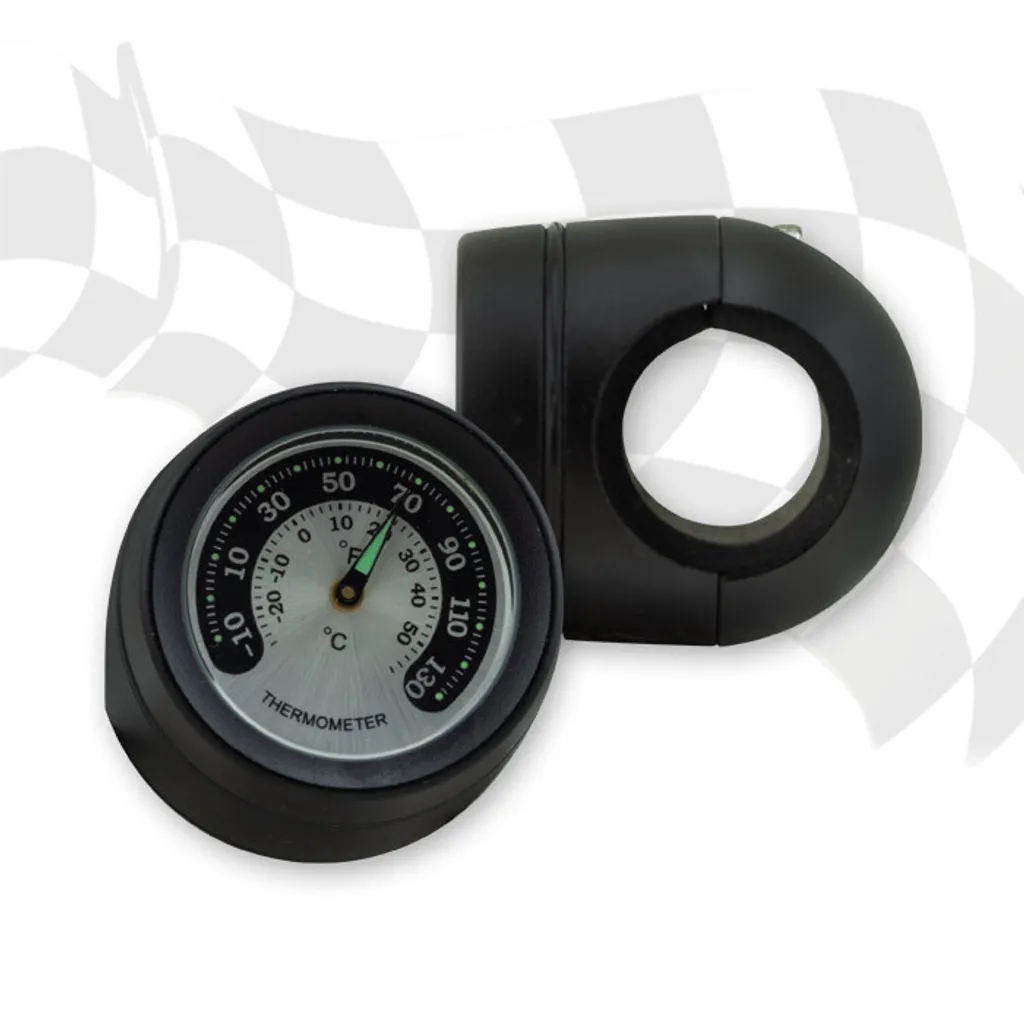 Thermomètre de guidon moto 7/8 et 1 pouce noir universel étanche