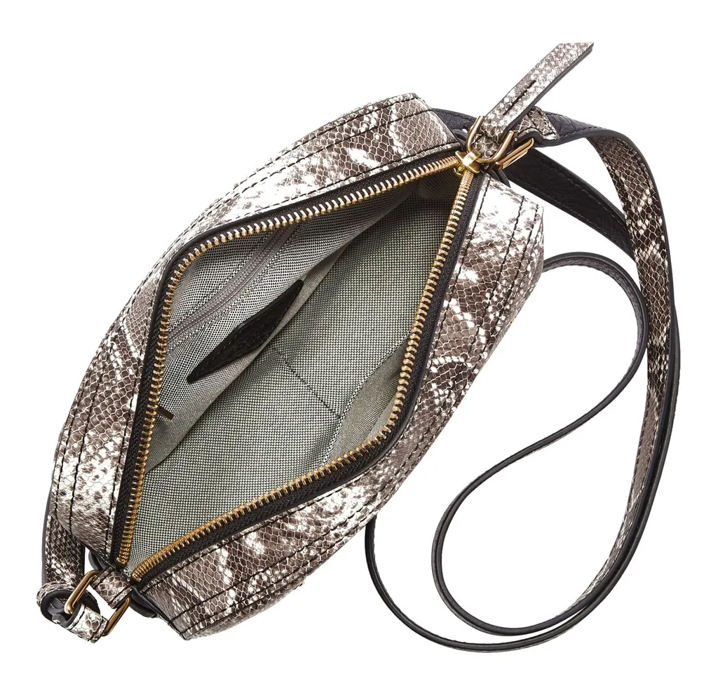 Fossil Liza Camera Bag Sac à Épaule Bandoulière Imprimé Python Gris
