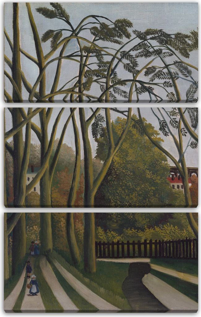 Leinwandbild 3-teilig (80x120cm): Henri Rousseau - The Redlist, echter Holz-Keilrahmen inkl. Aufhänger, handgefertigt in Deutschland