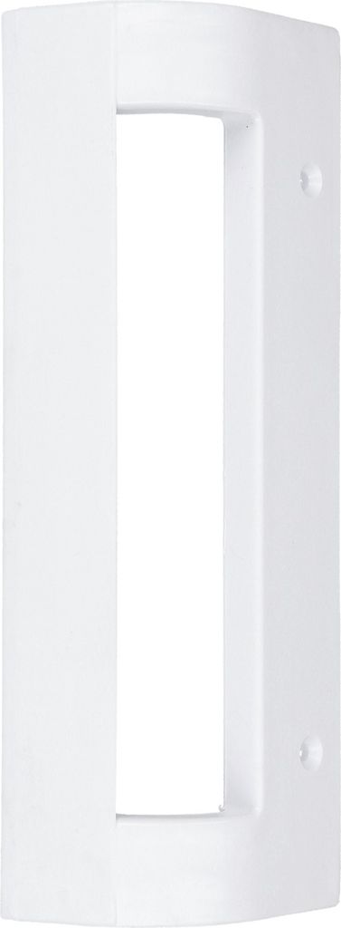 A white refrigerator door handle.