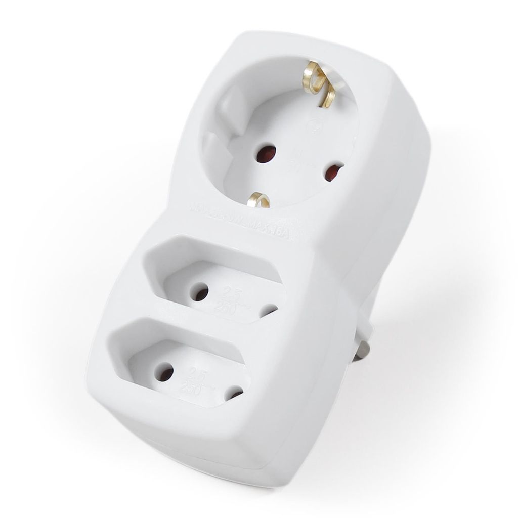 Zásuvkový adaptér 1x uzemňovací kontakt / 2x Euro, McPower, Obrázok produktu 