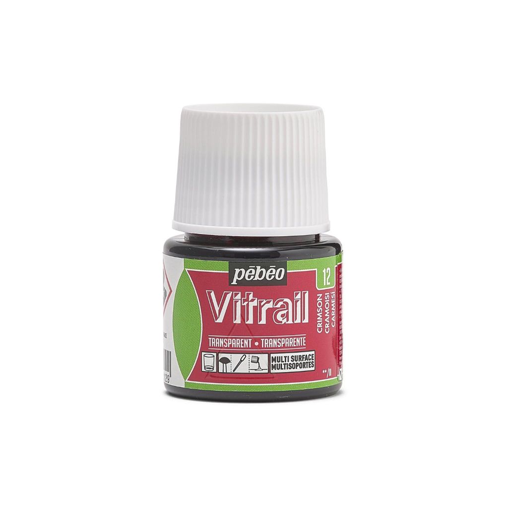 Pebeo Vitrail Transparente Glasfarbe, 45 ml, 12 Crimson Immagine del prodotto 