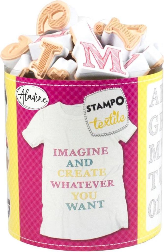 Aladine Stempelset Textil Alphabet Skizze 45 Stück kreativ Produktbild 
