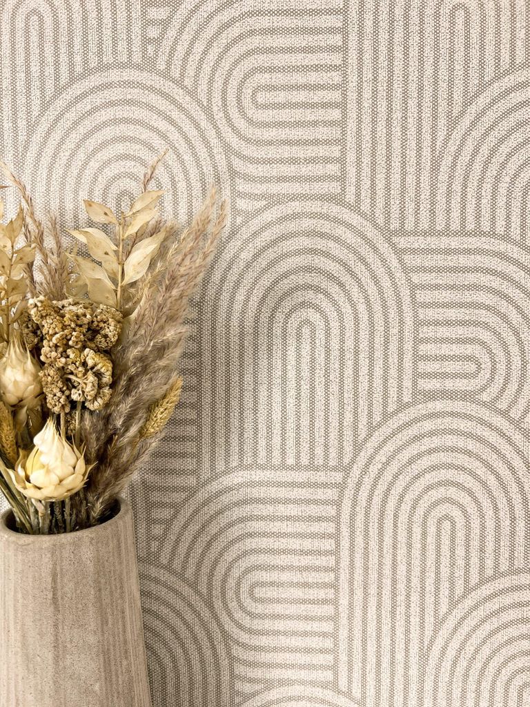 NEWROOM Tapete Taupe Vliestapete Linien - Mustertapete Boho Produktbild 