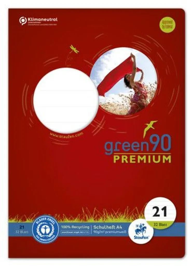 Ursus Green 040784021 Heft - LIN21, A4, 32 Blatt, 90 g/qm, 9 mm liniert