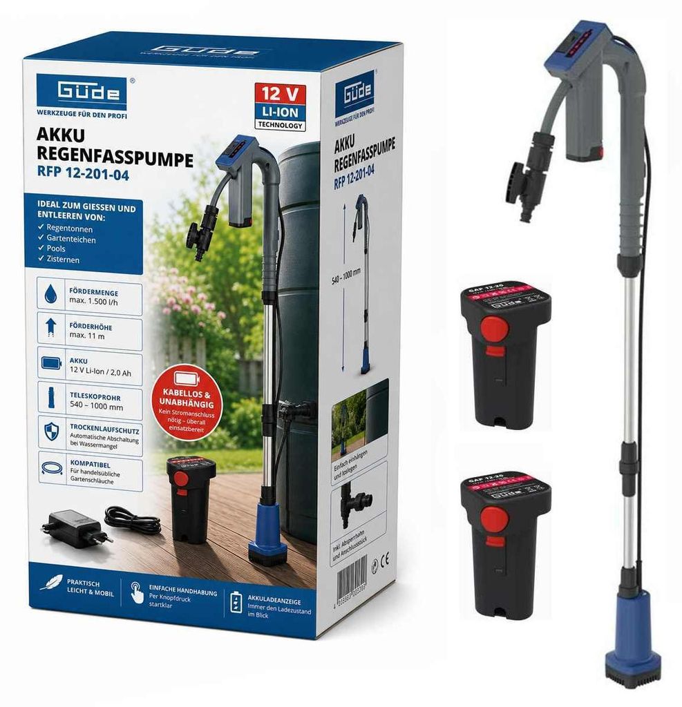 Güde Akku Regenfasspumpe 12V RFP 12-201-04 Gartenpumpe  2 Produktbild 