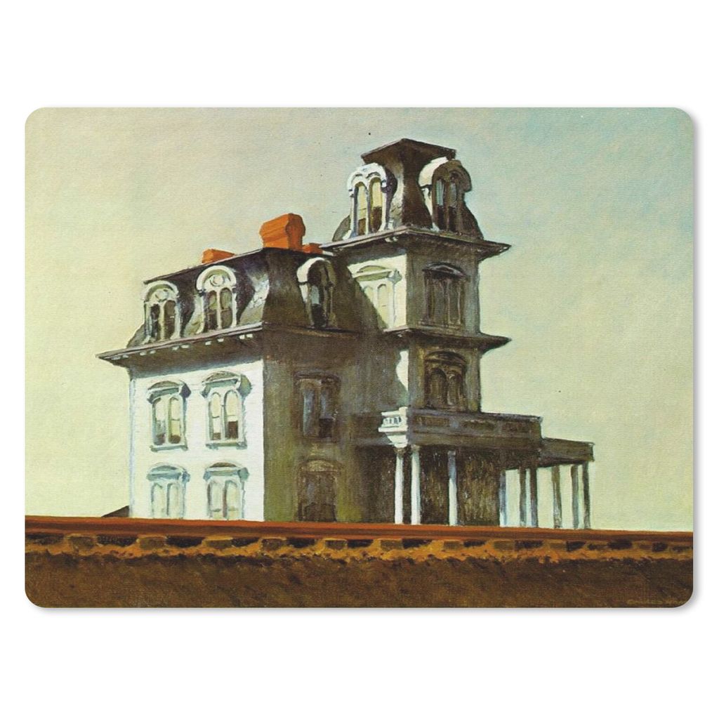 MuchoWow Mauspad Mousepad Haus an der Eisenbahn - Edward Hopper 40x30 cm - Mousepads - Maus Mat - Pad - Mausunterlage - Anti Rutsch