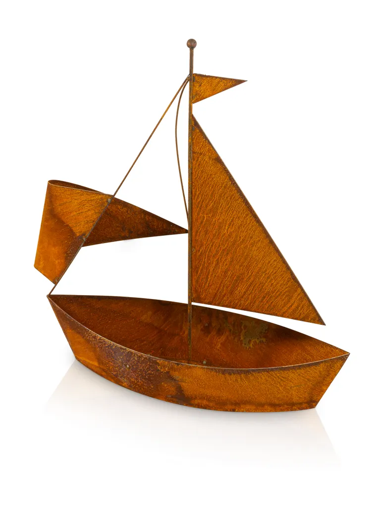 Voilier à planter aspect rouille déco extérieure durable sans soin