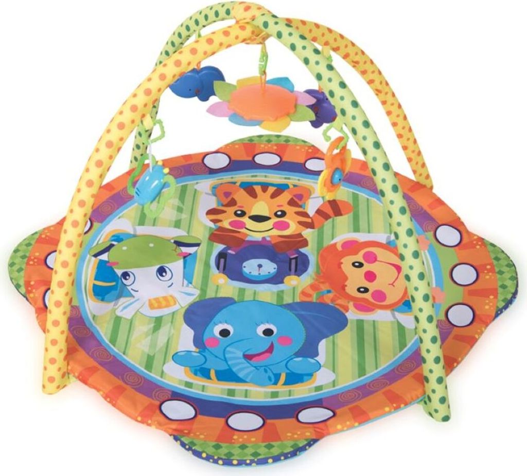 Lorelli Spielbogen Safari Krabbeldecke Spiegel Rassel buntes Spielzeug ab Geburt orange