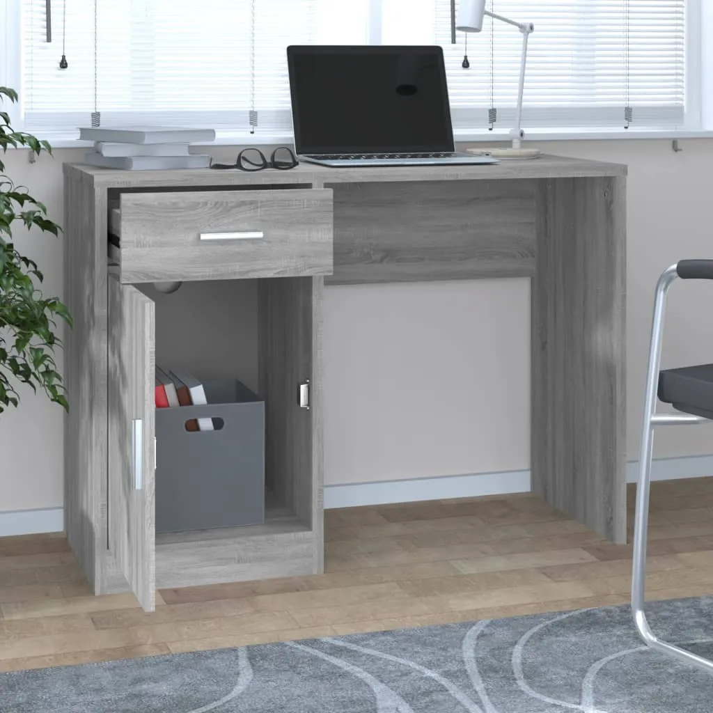 Scrivania Design Grigio Sonoma 100x40x73 cm | The Living Store Casa