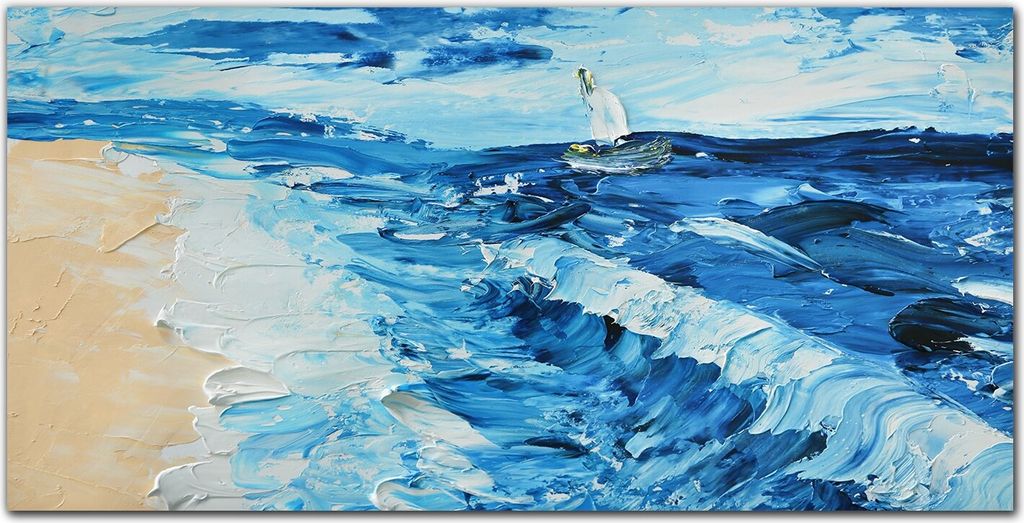 Coloray Bild aus Acryl 140 cm x 70 cm - Wohnzimmer Bild auf Acrylglas Wanddekoration Gehärtetes Acryl Dekoration Küche - Malerei Küste Seeboot
