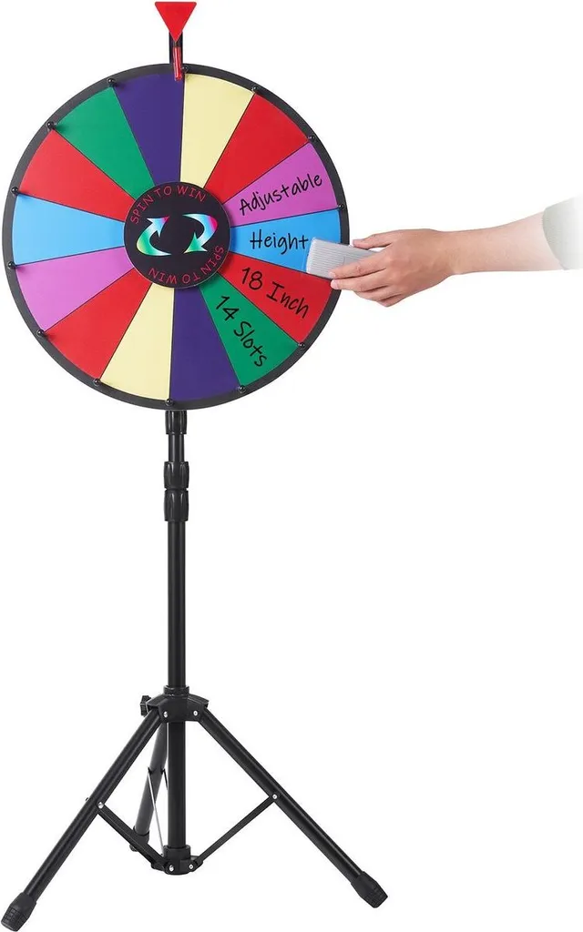 Ruota Fortuna 18 Pollici 14 Slot | Ruota Premi con Stand Treppiede