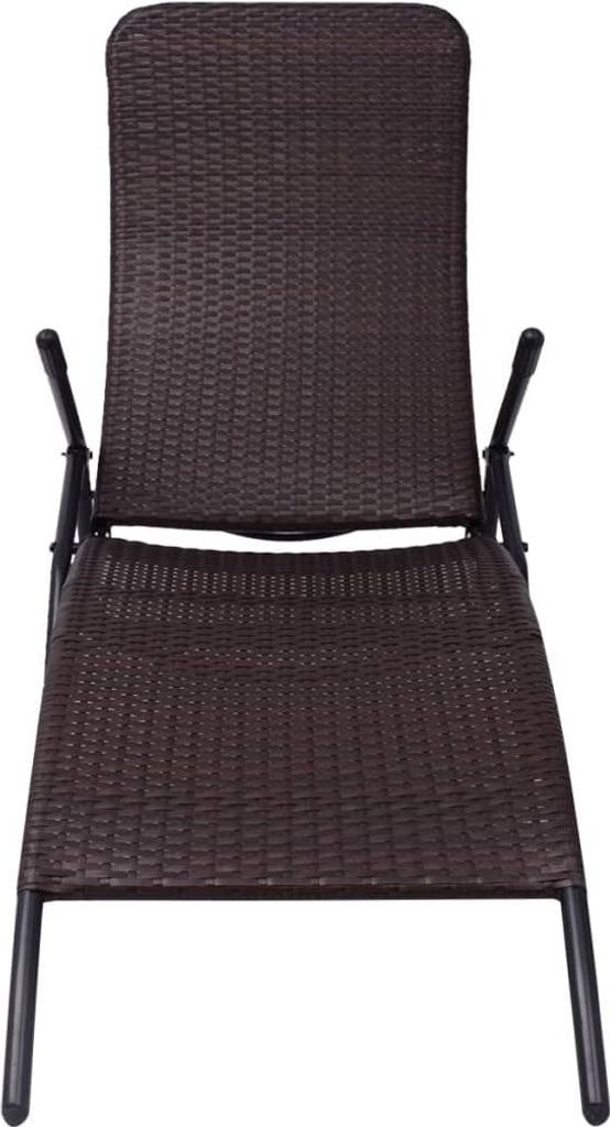 vidaXL Sonnenliege Klappbar Poly Rattan Brown