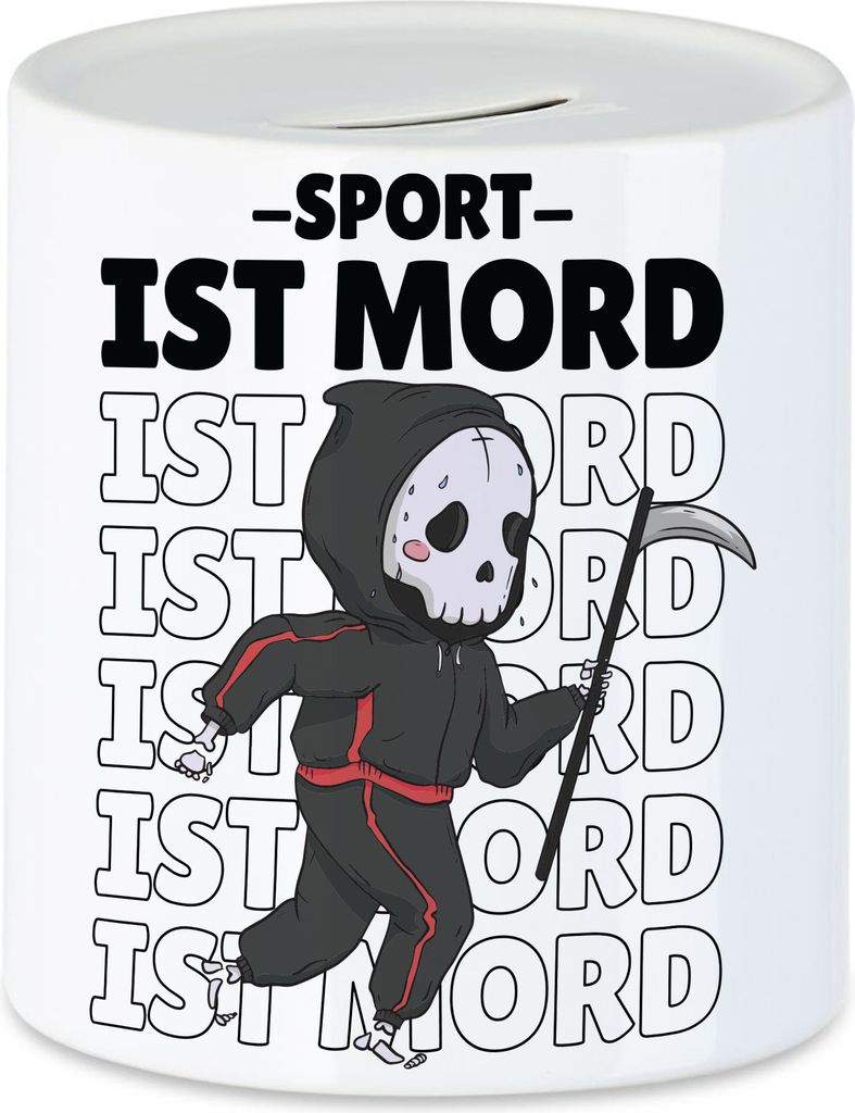 Sport Ist Mord Spardose Unsportlich Faulheit Bewegung Gemütlich Sensenmann Tod Axt Sense Sportmuffel