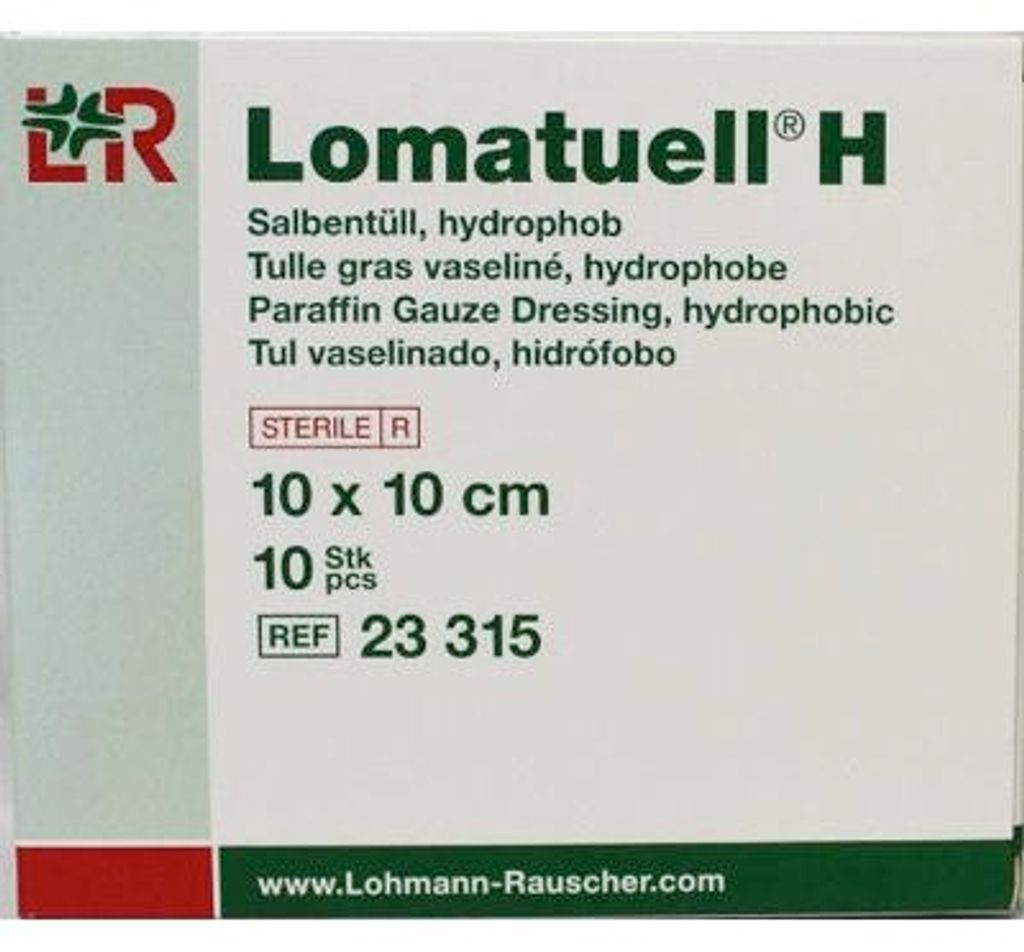 Lomatuell H gaasverband 10 cm x 10 cm (10 stuks) Productafbeelding 