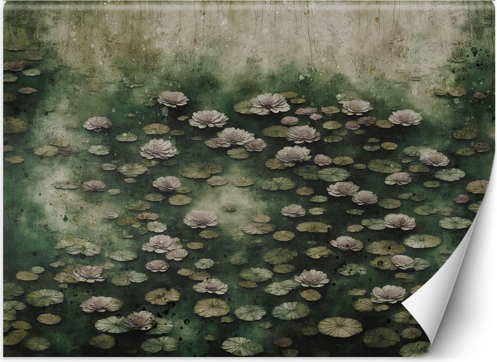 Vlies fototapete Lotusblumen auf einem See 150x105 cm Feeby Grün inkl. Kleber einfache Montage