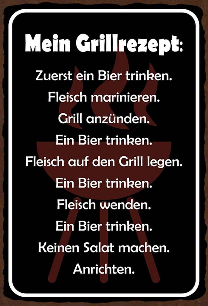 vianmo Holzschild 30x20 cm mein Grillrezept zuerst ein Bier Spruch Zitat